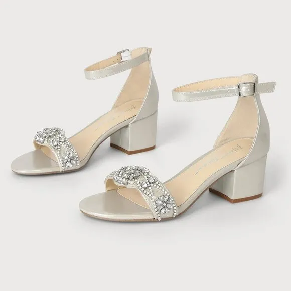 Betsey Johnson SB-Mel Silver Rhinestone High Heel Sandals