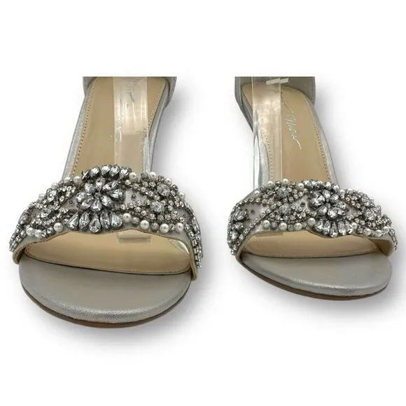 Betsey Johnson Womens Gina Embellished Rhinestone Sandals Silver Size 10M