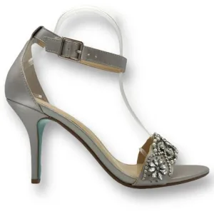 Betsey Johnson Womens Gina Embellished Rhinestone Sandals Silver Size 10M