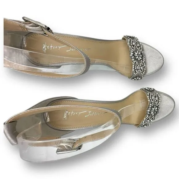 Betsey Johnson Womens Gina Embellished Rhinestone Sandals Silver Size 10M