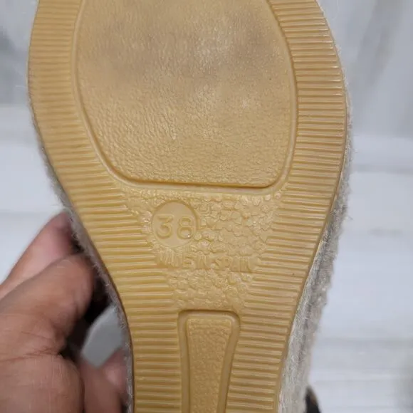 BETTYE MULLER LEATHER WEDGE ESPADRILLE SANDALS, SIZE 38