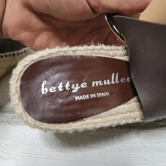 BETTYE MULLER LEATHER WEDGE ESPADRILLE SANDALS, SIZE 38