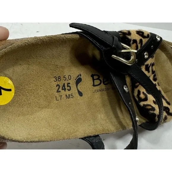 Betula Birkenstock Julie Leather Sandals Shoes Leopard Rhinestones Womens Size 7