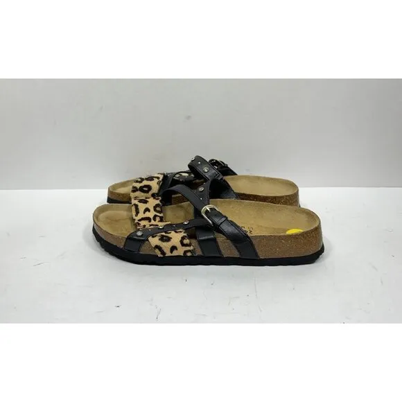 Betula Birkenstock Julie Leather Sandals Shoes Leopard Rhinestones Womens Size 7