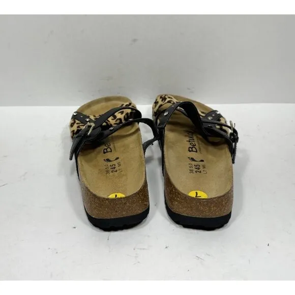 Betula Birkenstock Julie Leather Sandals Shoes Leopard Rhinestones Womens Size 7