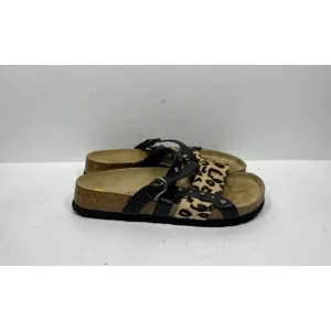 Betula Birkenstock Julie Leather Sandals Shoes Leopard Rhinestones Womens Size 7