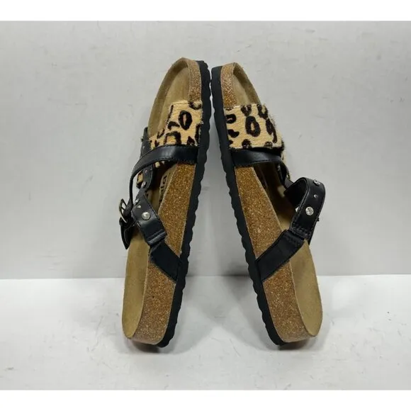 Betula Birkenstock Julie Leather Sandals Shoes Leopard Rhinestones Womens Size 7