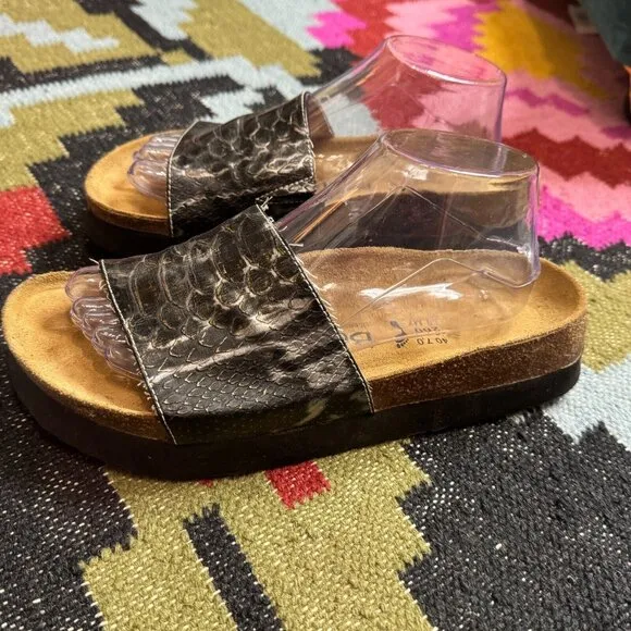 Betula licensed by Birkenstock Platform Slide Sandals, EU 40, Black Reptile