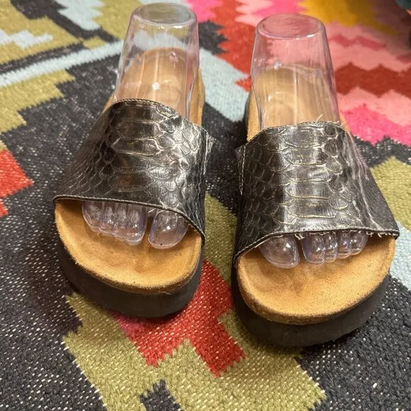 Betula licensed by Birkenstock Platform Slide Sandals, EU 40, Black Reptile