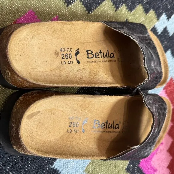 Betula licensed by Birkenstock Platform Slide Sandals, EU 40, Black Reptile