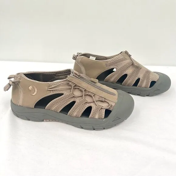 Billy River Sport Taupe Tan Adjustable Bungee Zipper Slip On Outdoor Sandals 10W