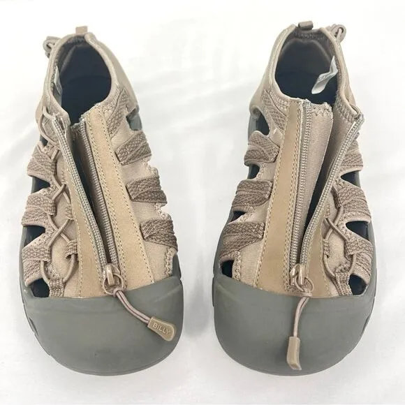 Billy River Sport Taupe Tan Adjustable Bungee Zipper Slip On Outdoor Sandals 10W
