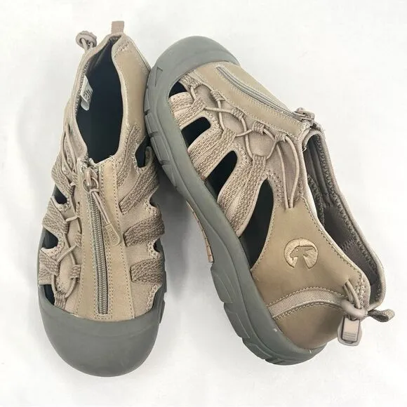 Billy River Sport Taupe Tan Adjustable Bungee Zipper Slip On Outdoor Sandals 10W