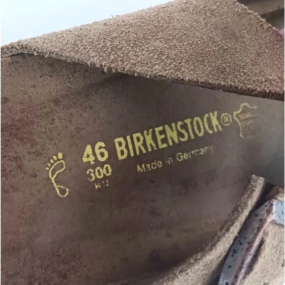 Birkenstock Arizona 2 Strap Lt Brown Suede Made in Germany EU 46 US 13-13.5