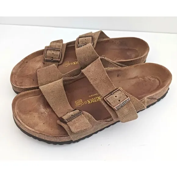 Birkenstock Arizona 2 Strap Lt Brown Suede Made in Germany EU 46 US 13-13.5