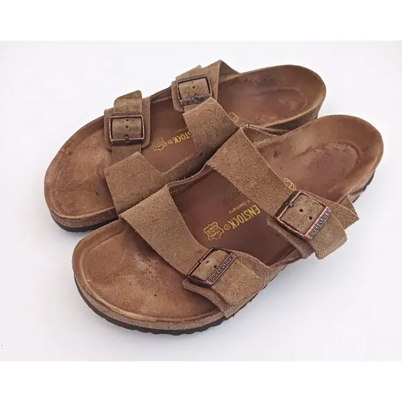 Birkenstock Arizona 2 Strap Lt Brown Suede Made in Germany EU 46 US 13-13.5