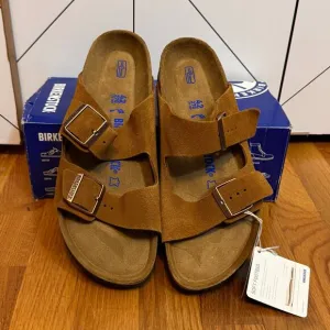 Birkenstock Arizona 42 W11 M9 Narrow Fit Honey Brown Leather Mink Suede Sandals