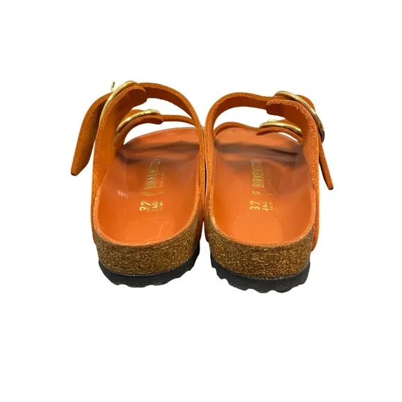 Birkenstock Arizona Big Buckle Leather Slide Sandals Burnt Orange Size 37 6-6.5