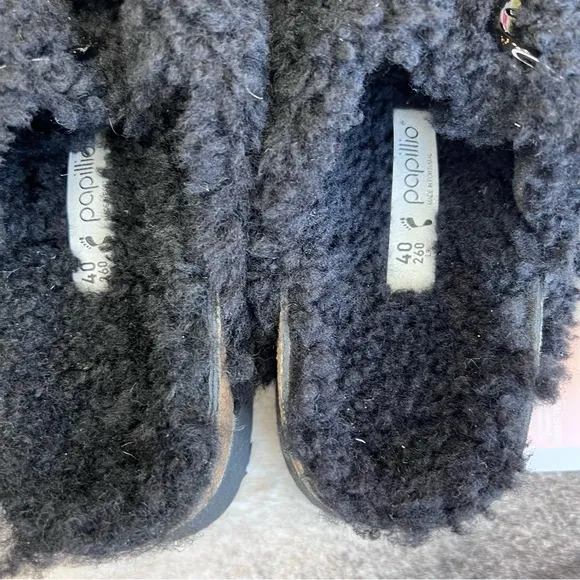 Birkenstock Arizona Big Buckle Platform Teddy Black Shearling Sandals