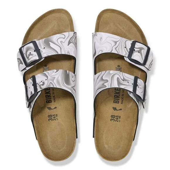 Birkenstock Arizona Birko-Flor Sandals – Black/White Marbled – NWT