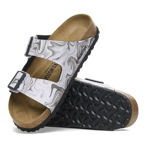 Birkenstock Arizona Birko-Flor Sandals – Black/White Marbled – NWT
