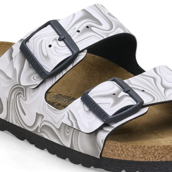 Birkenstock Arizona Birko-Flor Sandals – Black/White Marbled – NWT