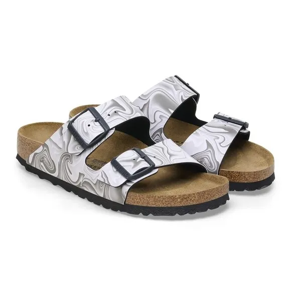 Birkenstock Arizona Birko-Flor Sandals – Black/White Marbled – NWT