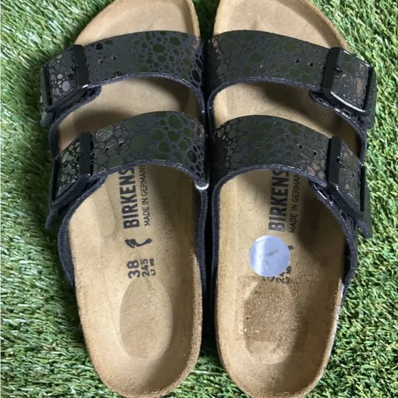 Birkenstock Arizona Black and Sliver Regular New With Tag