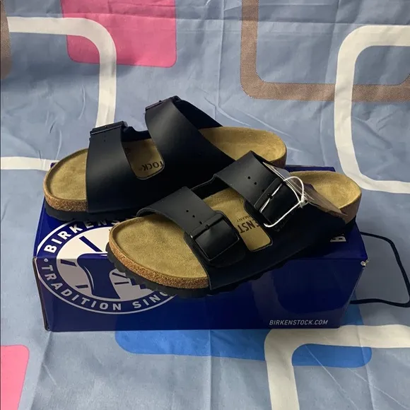 Birkenstock Arizona😘 Black Slip-On 😘Sandals with Adjustable Buckles