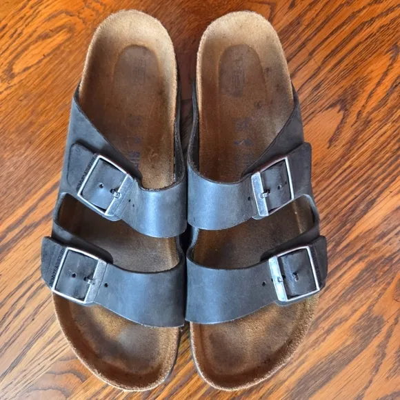 BIRKENSTOCK Arizona Black Soft Footbed Sandals Size 42