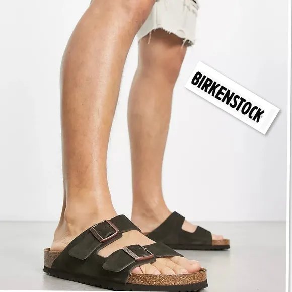 Birkenstock Arizona Black Suede Sandals Flip-Flop Size 44 (US 10.5)