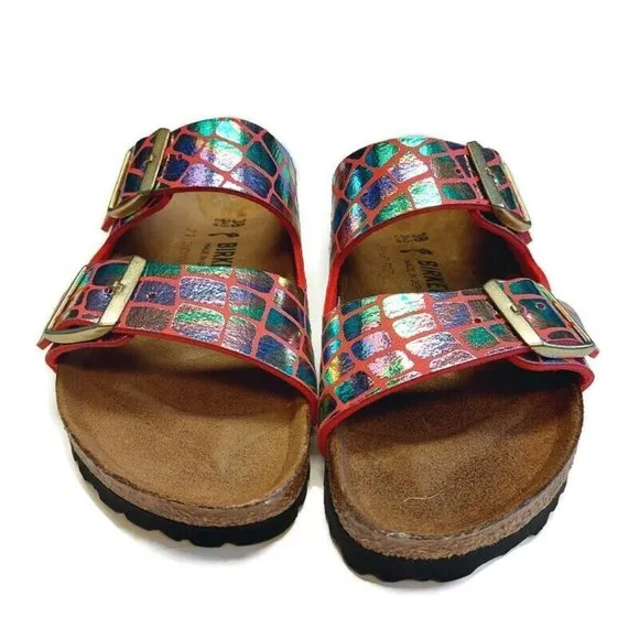 Birkenstock Arizona BS Sandals Womens Size 7-7.5 NARROW Gator Gleam Raspberry