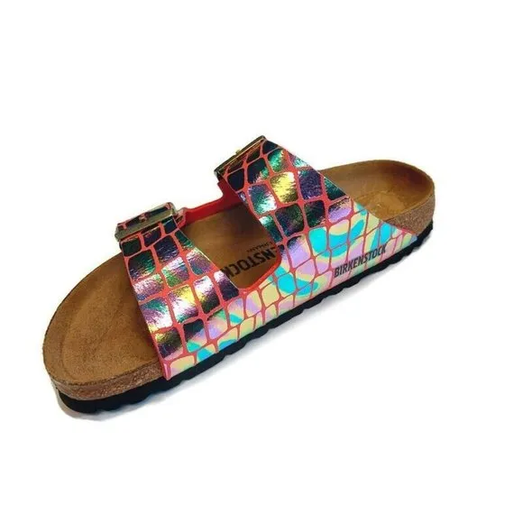 Birkenstock Arizona BS Sandals Womens Size 7-7.5 NARROW Gator Gleam Raspberry
