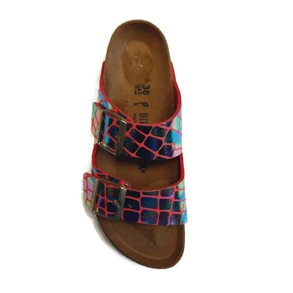 Birkenstock Arizona BS Sandals Womens Size 7-7.5 NARROW Gator Gleam Raspberry