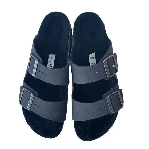 Birkenstock ARIZONA FUR Shearling EU41 BLACK Sandal W10/M8 Narrow Sandals BF-41