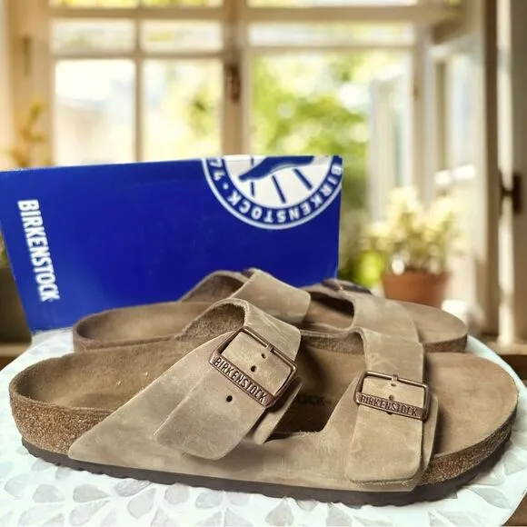 Birkenstock Arizona Leather Two Strap Buckle Sandals Size EU 43