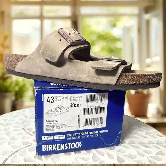 Birkenstock Arizona Leather Two Strap Buckle Sandals Size EU 43