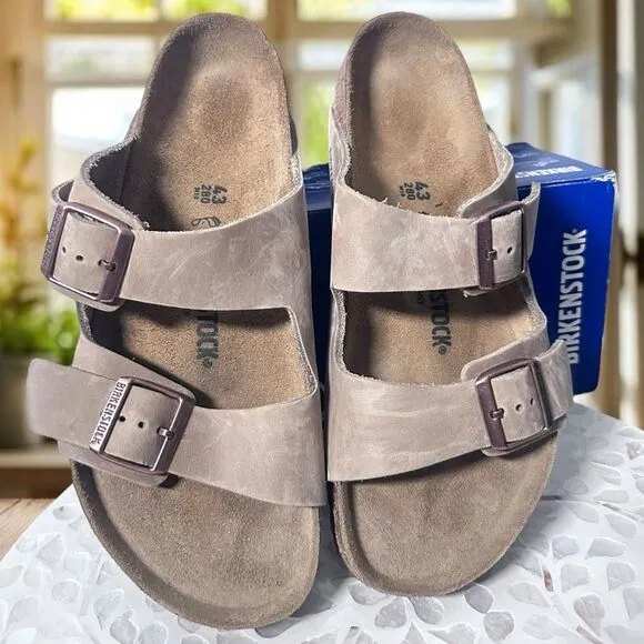 Birkenstock Arizona Leather Two Strap Buckle Sandals Size EU 43