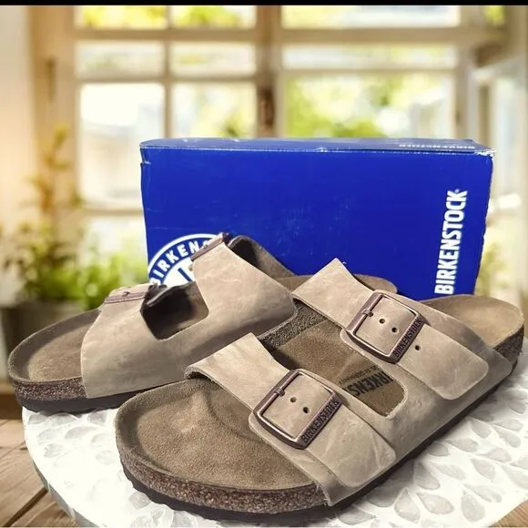 Birkenstock Arizona Leather Two Strap Buckle Sandals Size EU 43