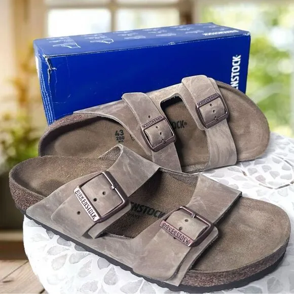 Birkenstock Arizona Leather Two Strap Buckle Sandals Size EU 43