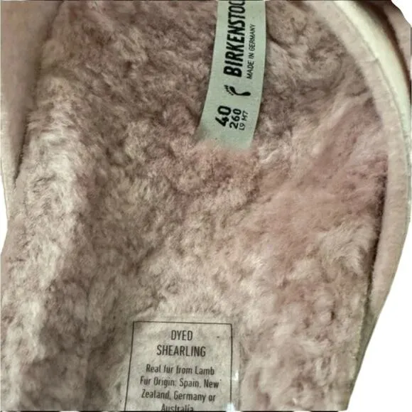 Birkenstock Arizona Microfiber Shearling Sandals Desert Dust Light Rose Pink 40