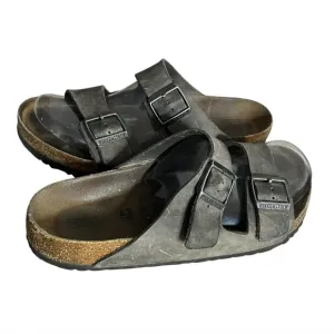 BIRKENSTOCK Arizona Sandals Leather Taupe Two Adjustable Straps Size 43 10-10.5
