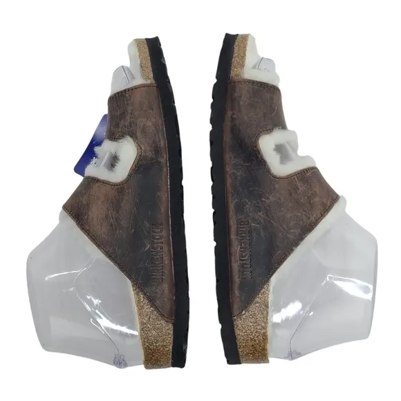 Birkenstock Arizona Sandals Shearling Habana Oiled Leather Euro 36N US 5-5.5 NWT