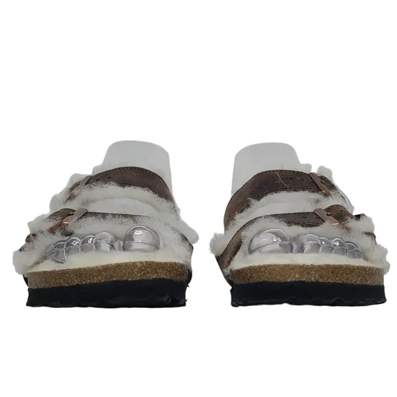 Birkenstock Arizona Sandals Shearling Habana Oiled Leather Euro 36N US 5-5.5 NWT