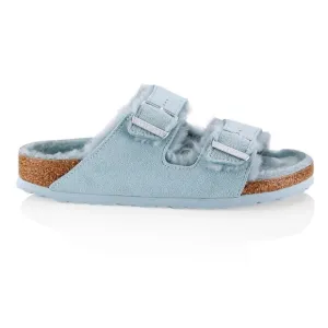 Birkenstock Arizona Shearling-Lined Sandals Light Blue Women’s EU 36/US 5 $160