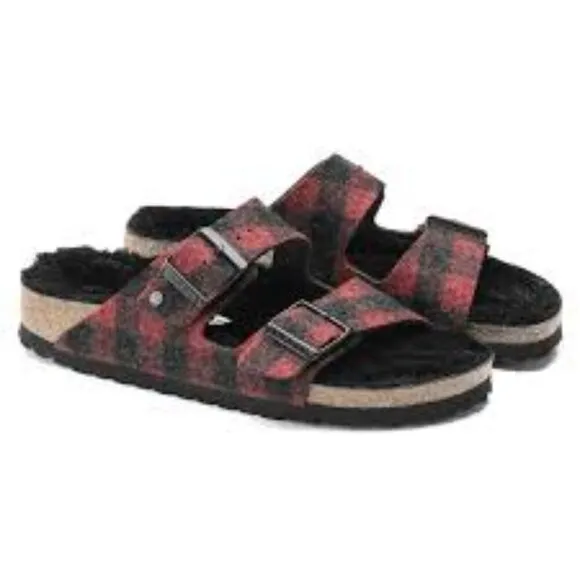 Birkenstock Arizona Shearling Red Plaid size 11