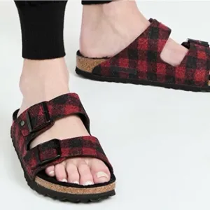 Birkenstock Arizona Shearling Red Plaid size 11