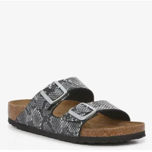 Birkenstock Arizona Slide Sandal NWT Grey &amp; White Snakeskin Size 38 (7-7.5)