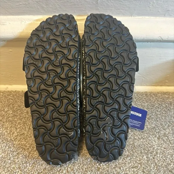 Birkenstock Arizona Slide Sandal NWT Grey &amp; White Snakeskin Size 38 (7-7.5)