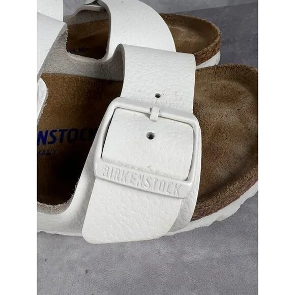 Birkenstock Arizona Soft Footbed Suede Leather Sandals L6, M4 - Antique White
